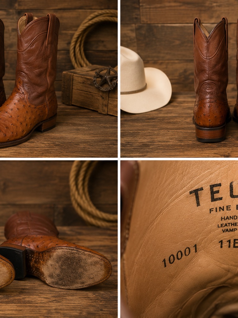 Tecovas Tan/Brown Ostrich-Textured Men's Western Boots